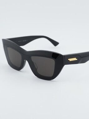 Bottega Veneta BV1218S 001 Sunglasses Black Cat Eye Frame, Grey Lenses